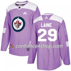 Adidas Maillot de Hockey Winnipeg Jets Patrik Laine 29 2017-2018 Violet Fights Cancer Practice Authentic - Homme